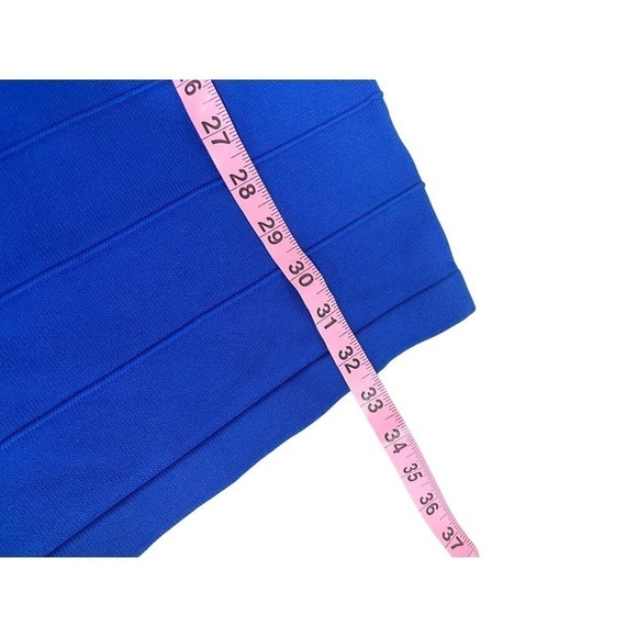 XOXO Y2K Juniors S Cobalt Blue Sleeveless Textured Lace Cutout Bandage Dress - Picture 4 of 6